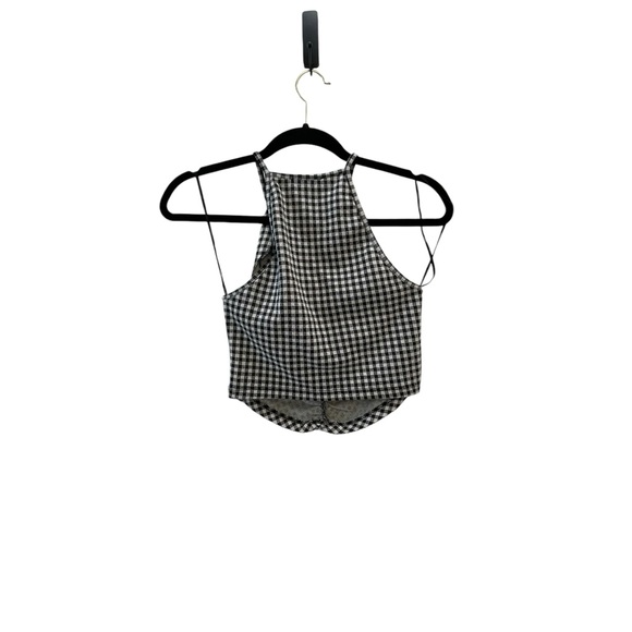 Zara black and white checkered crop top halter size small - Picture 2 of 6